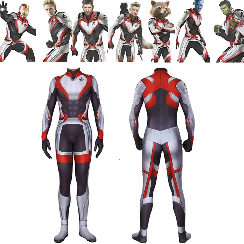 Avengers Endgame Quantum Realm Captain America Cosplay Costume Hulk Captain Marvel Zentai Jumpsuit Adult Kids Halloween