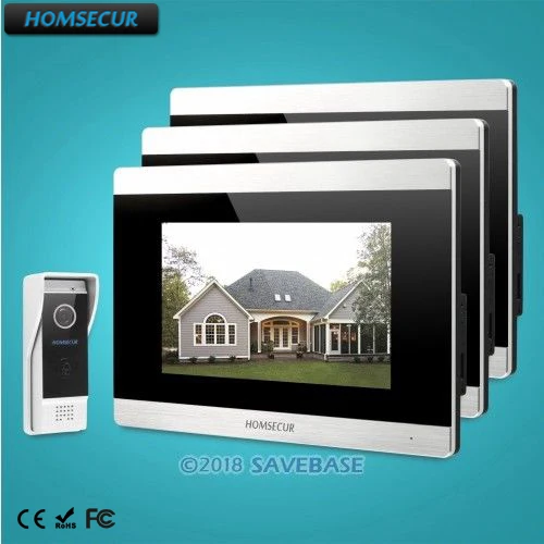 HOMSECUR 7\ Wired Video Door Phone Intercom System Waterproof Black Camera for House/Flat BC031-B + BM715-S