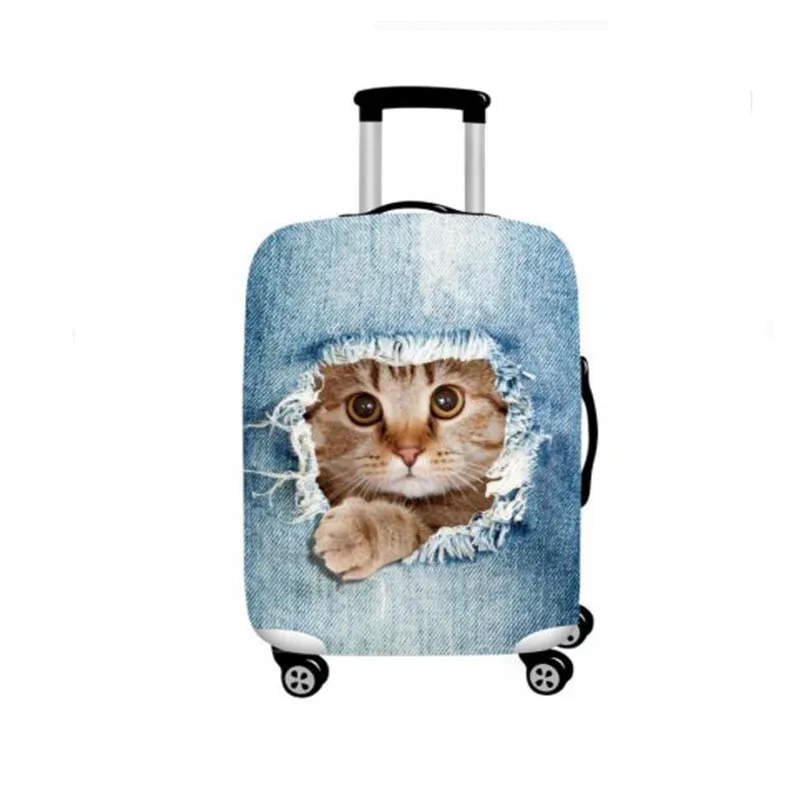 Cute animal 3D pattern suitcase protection cover 18-32 inch stretch denim printing luggage dust cover