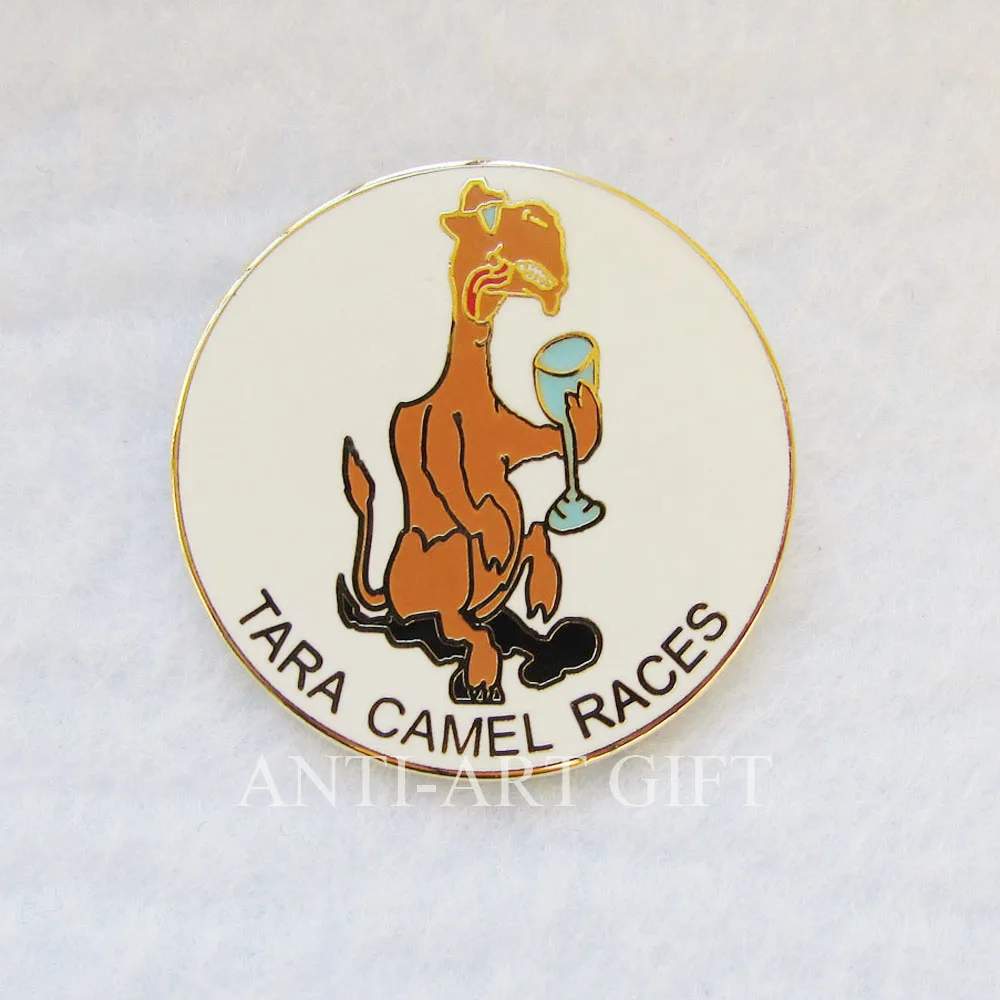 

Custom hard enamel metal pin badge tara camel races Icons on the pin