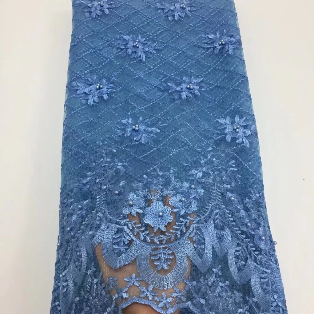 bule African Tulle Lace Fabric High High Quality Net French Lace Fabric For Nigerian Wedding Party