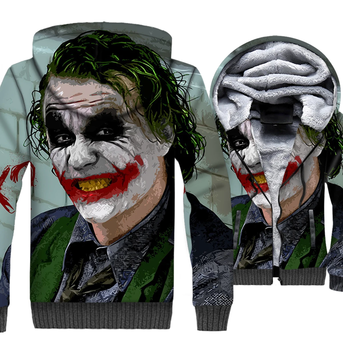 

Batman Villains Joker 3D Hoodie Men Hip Hop Hooded Sweatshirt Who Laughs Coat Winter Thick Fleece Warm Jacket Swag Streetwear