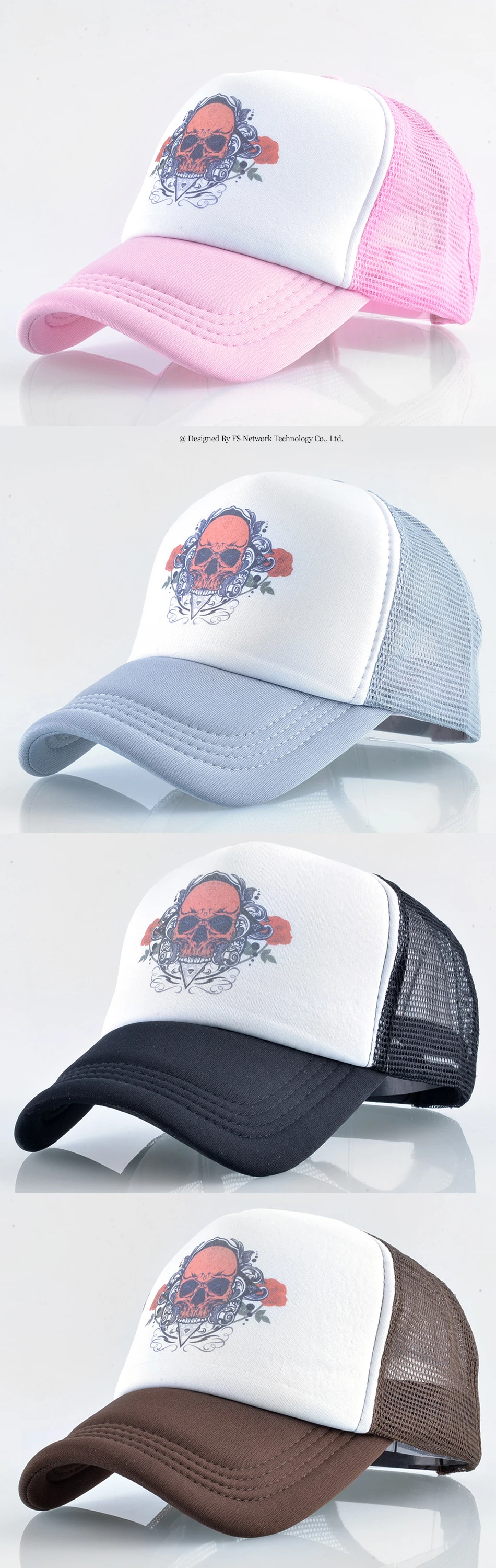 FS Зимняя кепка-бейсболка с принтом черепа, бейсболка s для женщин и мужчин, уличная одежда в стиле хип-хоп, Casquettes, красная, черная, сетчатая, смешная шапка