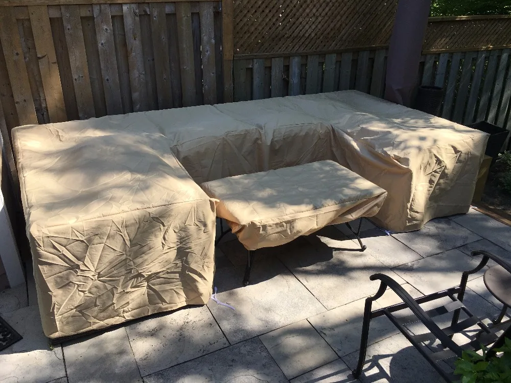 

L-shape Cover for Garden sofa set,Custom size L shape,Black color durable Oxford fabric,Elastic on the bottom.