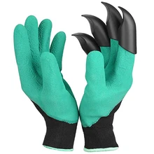 1 Pair of garden digging gloves with claws digging mud excavation digging gloves protective dipping protective insulating gloves