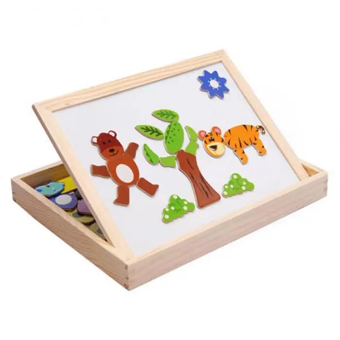 Детские развивающие деревянные пишущие магнитные доски для рисования растений животного головоломки игрушки подарок BM88