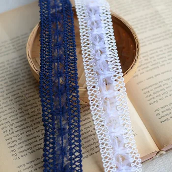 

3.2cm Wide Polyester Bone with Ganza lace trim fabric Crafts/ DIY Sewing-MNTY