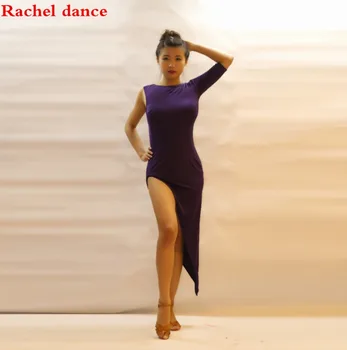 

Professional Sexy Woman/Lady Latin Dance Dress Single Shoulder Latest Wear Lady Split the fork Latin Dance Skirt Female
