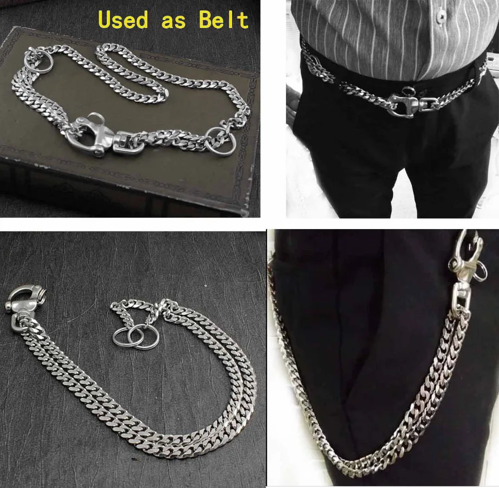 Mens Stainless Steel Heavy Biker Pants Chain /Can Used as Belt