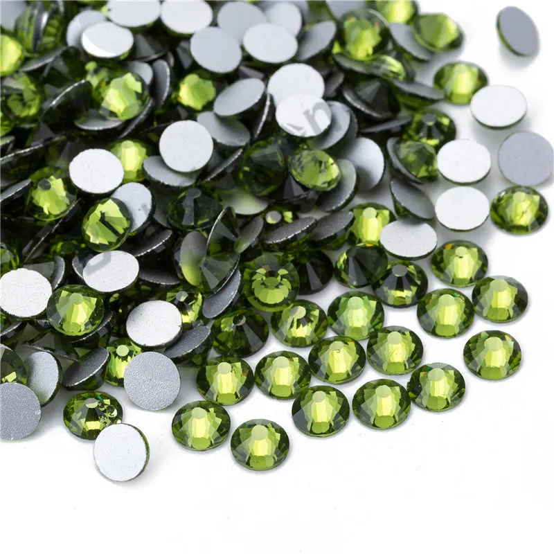 

SS3-SS30 Size Olive green Crystal Rhinestones Flatback Non Hotfix Glass Crystals Round Nail Art Rhinestoned Stones For Nails Art