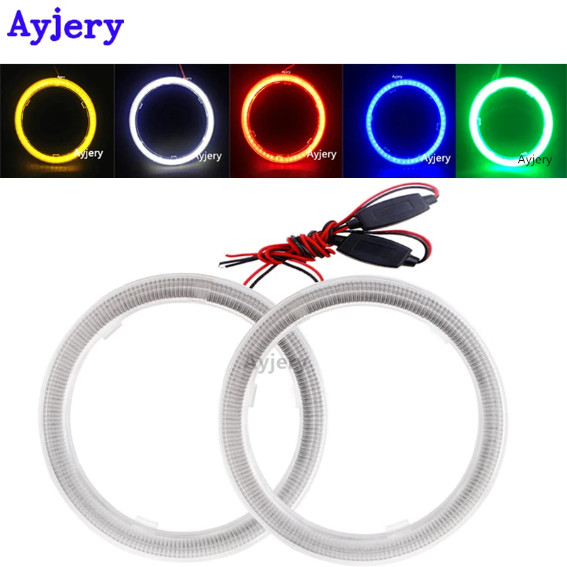 

AYJERY 2 Pcs Cob 60MM Led White Light 60mm 70mm 80mm 90mm 100mm 110mm 120mm Auto Halo Ring Car Daytime Angel Eyes 12V 24V DC