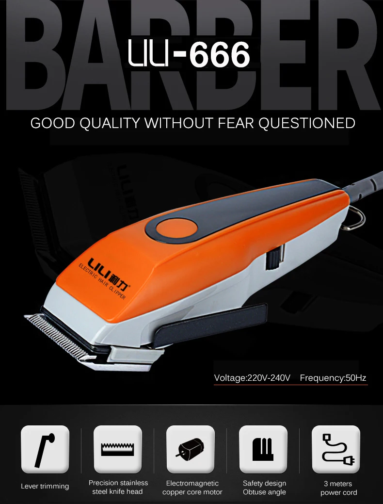 LILI Powerful Stainless Steel Electric Haircut Machine For Man Professional Hair Clipper Electric Hair Trimmer BC-666