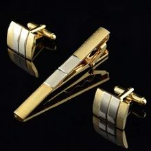 Запонки и набор зажимов для галстука мужские ювелирные изделия Уникальный Свадебный Жених мужские запонки деловые Серебряные Золотые зажимы для галстука для мужчин