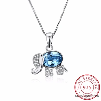 

SMTCAT Real S925 Sterling Silver Fine Jewelry Crystals From Cute Elephant Pendants Necklaces For Women Girls Joyas