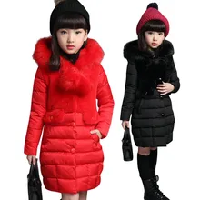 Пуховое пальто для девочек; однотонное зимнее пальто с мехом; толстовки с капюшоном; пальто с хлопковой подкладкой и меховым воротником; Детские утепленные куртки для девочек; одежда