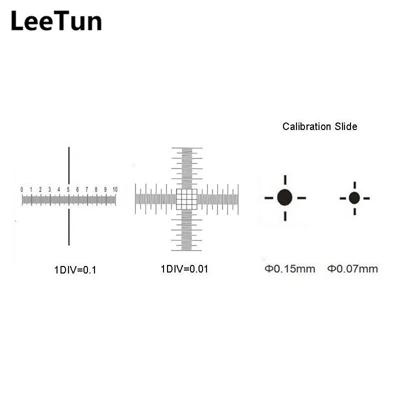 

LeeTun Cross Dot 0.01 mm Stage Micrometer Calibration Slide Ruler with 4 Measurement Scales for Stereo Biological Microscope