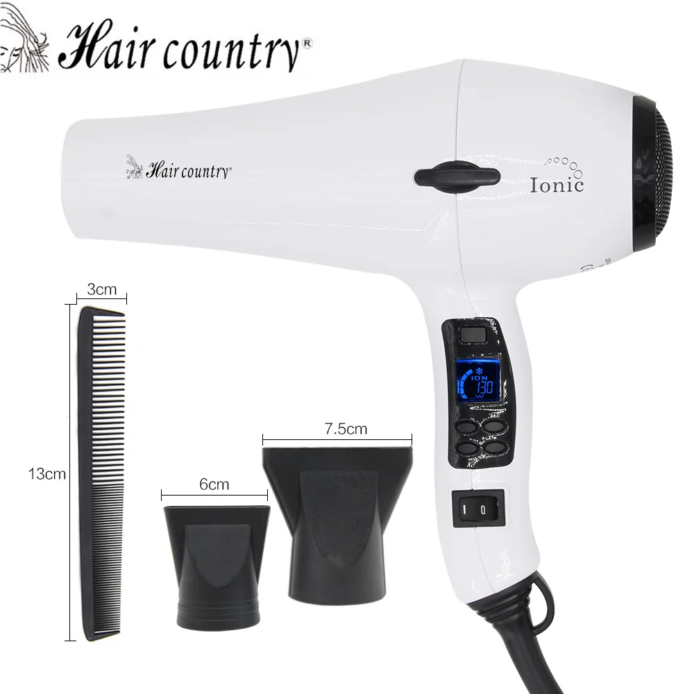 

Hair country Professional Hair Dryer LCD Display Hair Dryer Original Blow Dryer Anion Negative Ionic Hairdryer Hot and Cold Seca