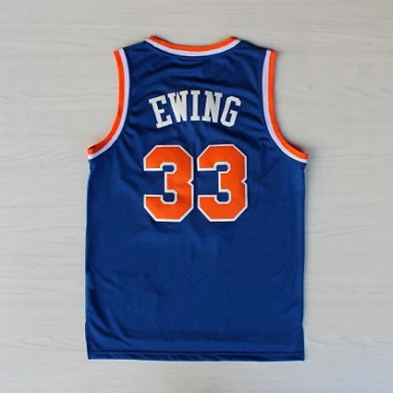 Retro Patrick Ewing #33 New York Knicks Basketball Jersey Stitched Blue 