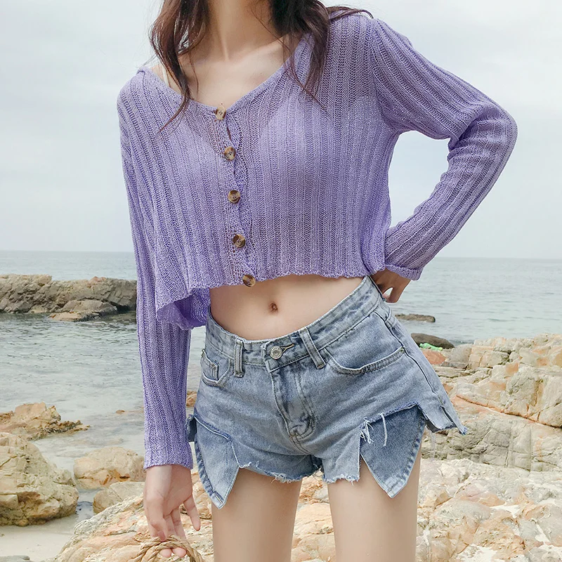 cropped thin cardigan