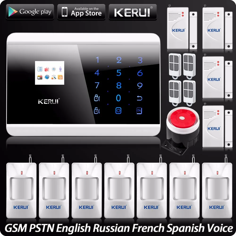 

8218G GSM PSTN  Home  Security Alarm System Intelligent Intruder System Touch Panel ISO Android App Control Motion Sensor