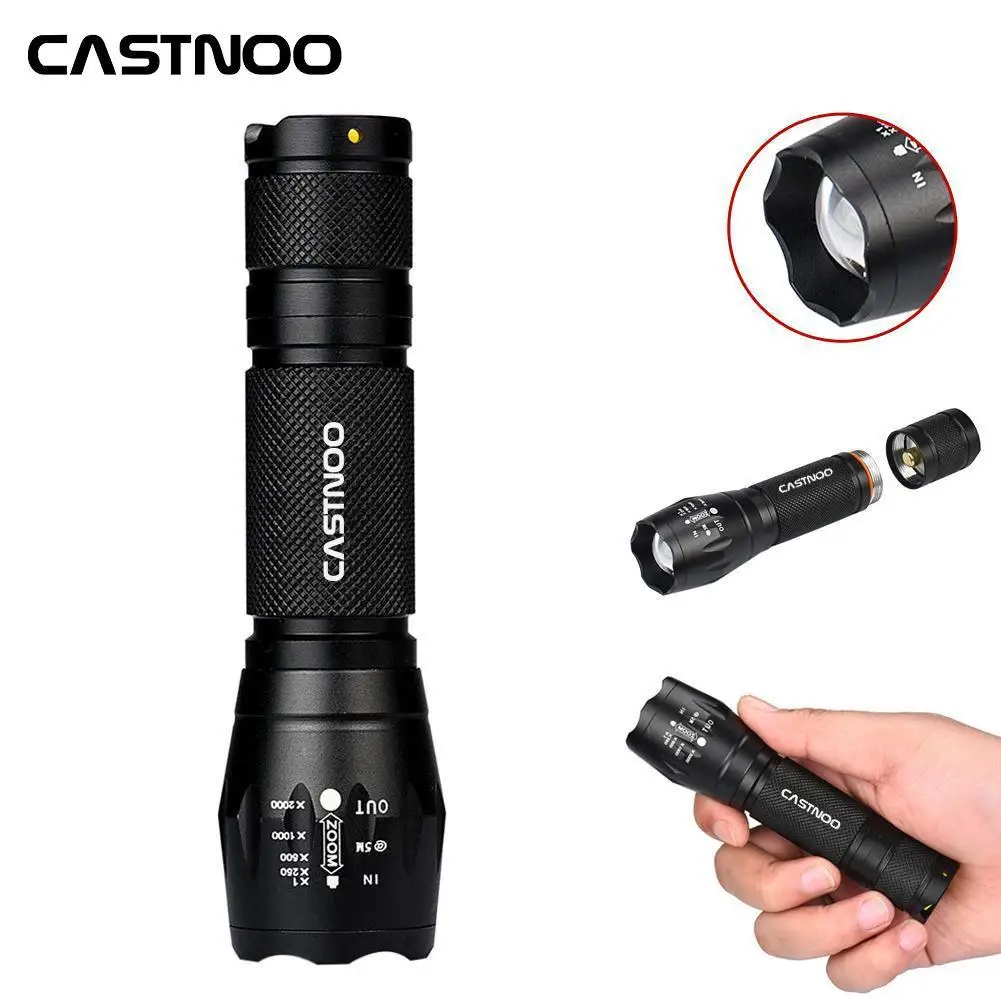CASTNOO 8000 Lumen Zoomable T6 LED Flashlight 3 Modes Portable 18650 Battery Mini Torch Focus Lamp For Cycling | Лампы и освещение