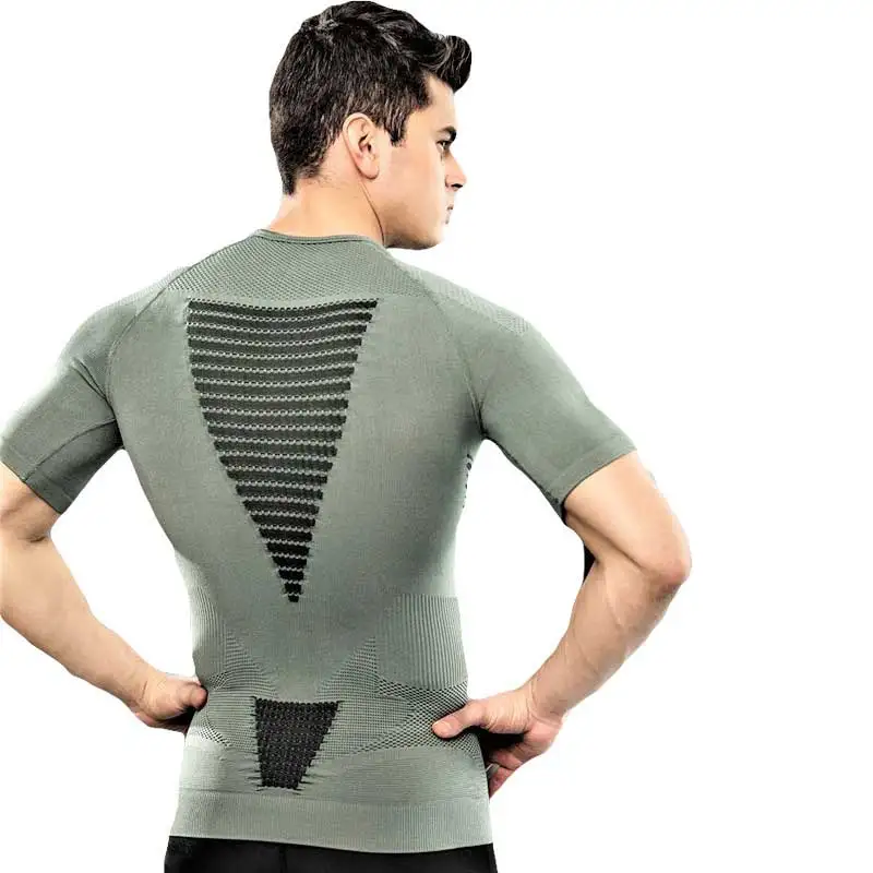 Men GYM Quick Dry Tee Sport Running Yoga Fitness Top Mens Compression ...