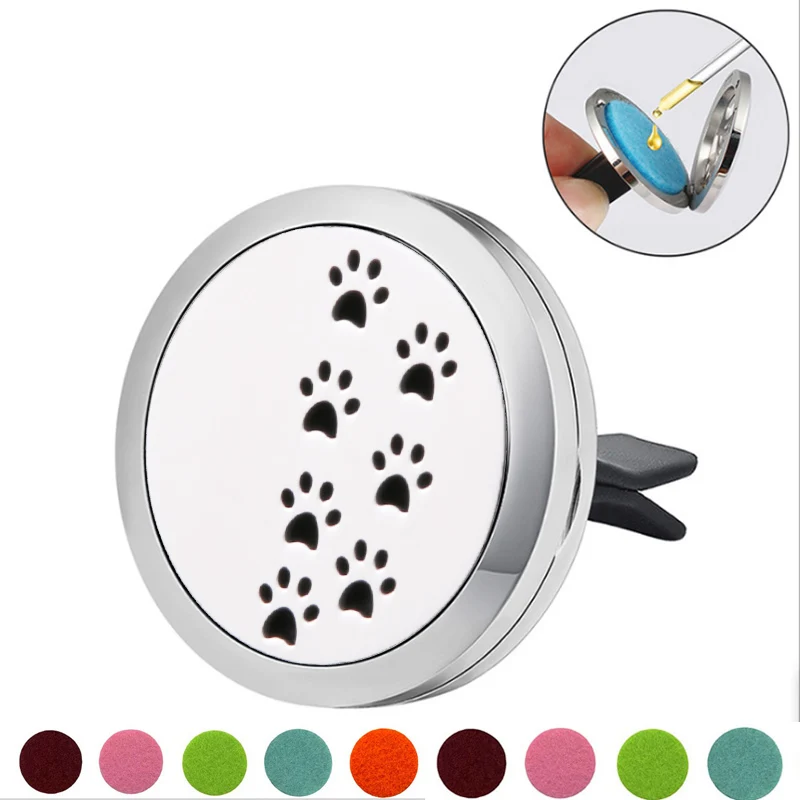 

Footprint shape Stainless Steel Car Air Freshener Perfume Essential Oil Diffuser Locket Random Send 1pcs Oil Pads as Gift