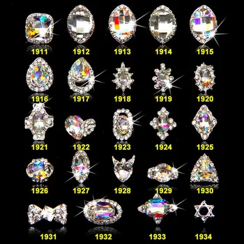 

100PCS/lot 3D Nail Jewelry Charm Crystal AB Tips Accessoires Jewelry Silver Frame Charms Alloy for DIY Nail Art Rhinestones 1911