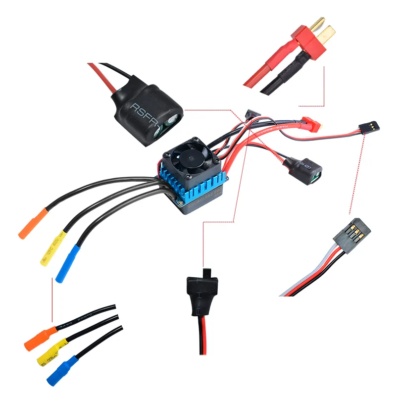 Водонепроницаемый бесщеточный контроллер скорости 25A 35A 45A 60A 80A 120A ESC для 1/8 1/10 1/12