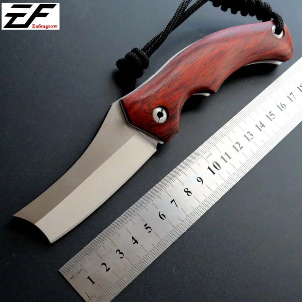 Eafengrow New Folding Knife EF01 Pocket Knives D2 Steel Blade Red Wood