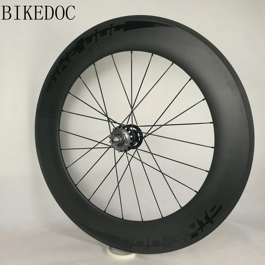 Cheap BIKEDOC 700c Carbon Wheels 88mm Fixed Gear Wheel Tubular 3K Special Sale Carbon Track Wheels Fast Delivery Wheels Fixie 4