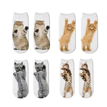RUBU, хит, женские носки с 3D принтом, модные, унисекс, хлопковые носки, с рисунком кота, женские, забавные, низкие, по щиколотку, мужские, женские носки, распродажа, 7S-ZWS18