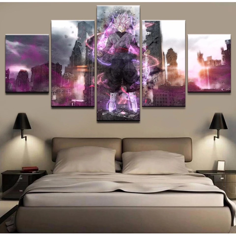

Home Decor Printed Artwork Canvas Painting 5 Pieces Dragon Ball Animation Poster For Living Room Wall Art Pictures Cuadros Frame