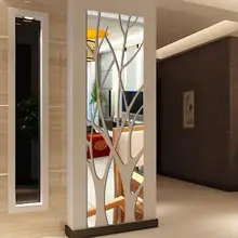 Акриловая 3D ветка зеркальная Серебристая золотистая черная наклейка на стену для гостиной, столовой, дерева, крыльца, ТВ, фоновая настенная декорация для дома