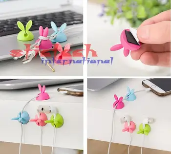 

by dhl or ems 1000 sets 4pcs/set Rabbit Ear Cable Cord Wire Line Organizer Clips Fixer Fastener Holder