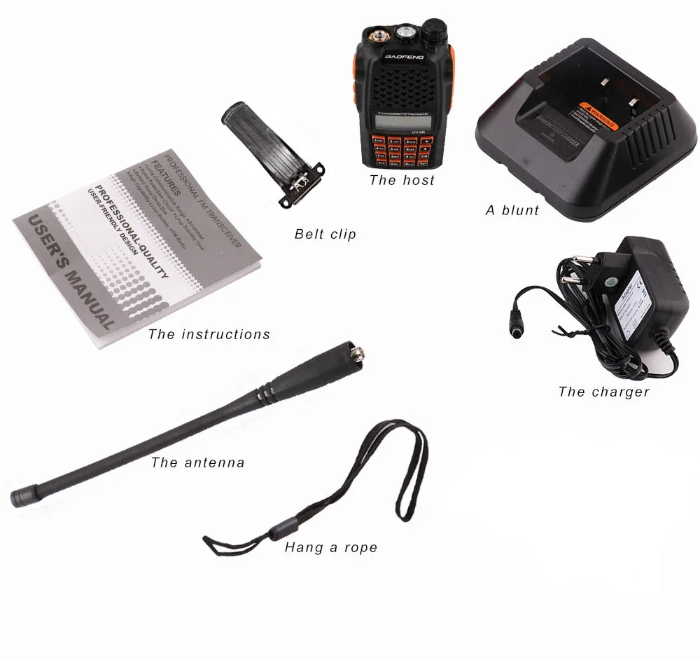 BAOFENG UV-6R VHF UHF Handheld Interphone with LCD Receiver 128 Chs 1750Hz Call Tone CB Radio DTMF Encode Emergency Alarm VOX (17)