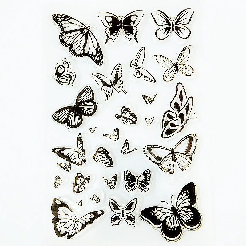 

YLCS151 Butterfly Silicone Clear Stamps For Scrapbooking DIY Album Paper Cards Making Decoration Embossing Rubber Stamp 11x16cm