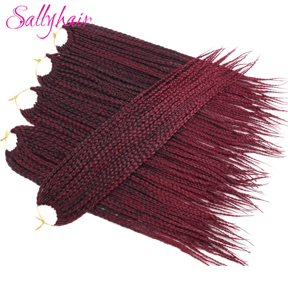 Sallyhair Brands 3X Afro Box Braids 22inch 22 Pcspack Synthetic Crochet Ombre Tow Tone Braiding Hair Extensions Black Brown Bug (44)