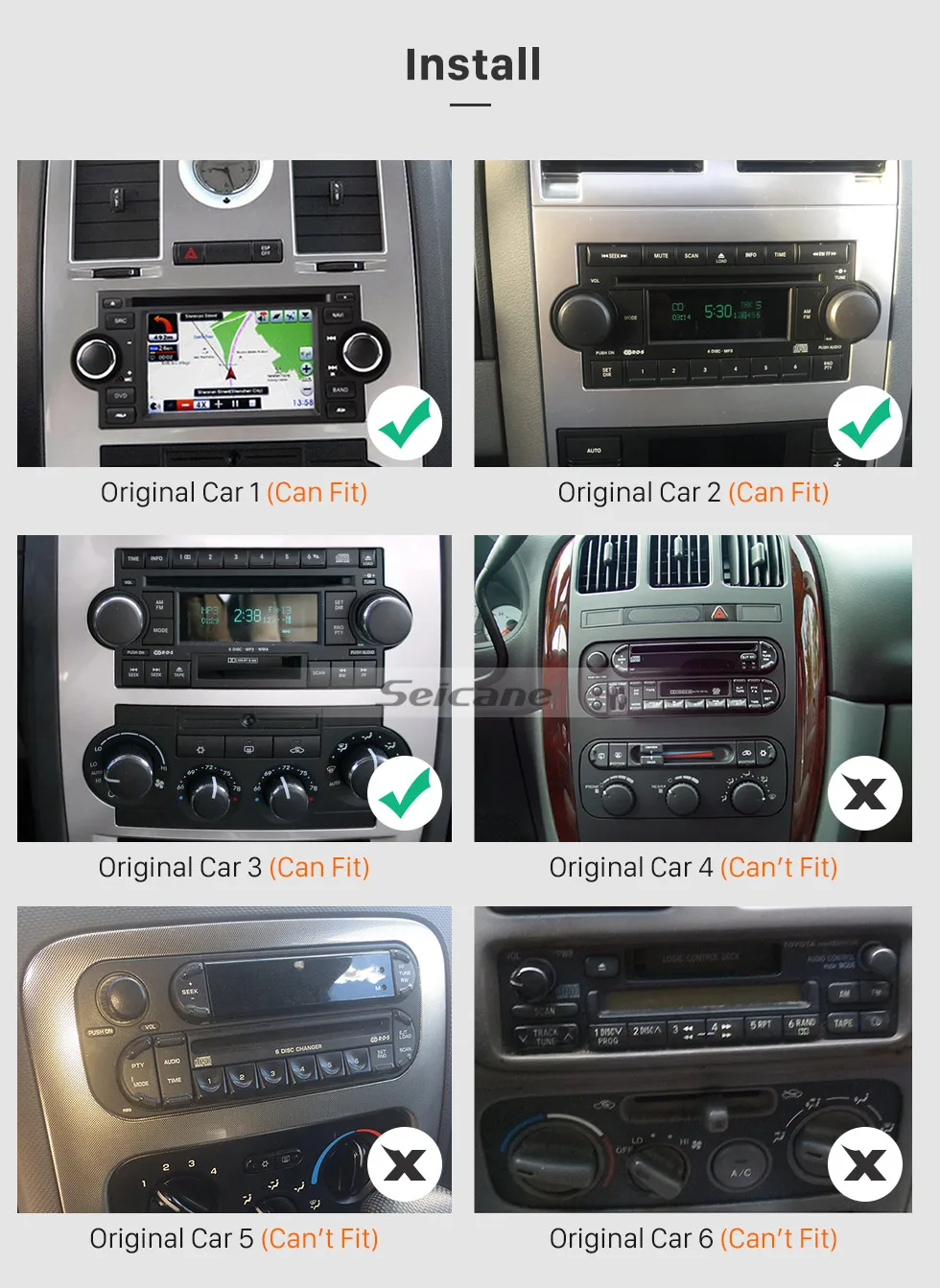 Seicane Android 6.0 HD Touchscreen Car Radio For 2002-2007 CHRYSLER 300C DVD Player GPS Navigation System Bluetooth Phone Music WIFI Support Digital TV DVR USB DAB+ OBDII Steering Wheel Control Backup Camera
