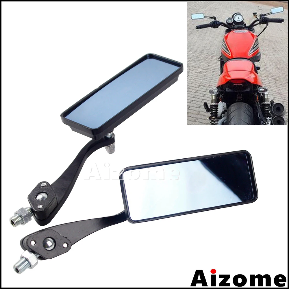 Прямоугольные боковые зеркала для мотоцикла Harley Honda Yamaha Suzuki Cafe Racer Cruiser Touring Scooter