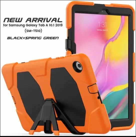 

Case for Samsung Galaxy Tab A 10.1 2019 T510 T515Tablet Shockproof Hard Military Heavy Duty Silicone Rugged Stand Protective