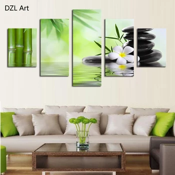 

Unframed 5 Piece The Bamboo and stones Modern Home Wall Decor Canvas Picture Art HD Print Painting On Canvas Artworks