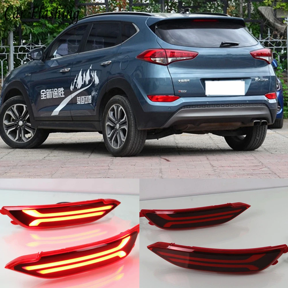 Автомобильный мигающий 1 пара для hyundai Tucson светодиодный задний противотуманный фонарь бампер отражатель задний стоп-сигнал Автомобильный Стайлинг