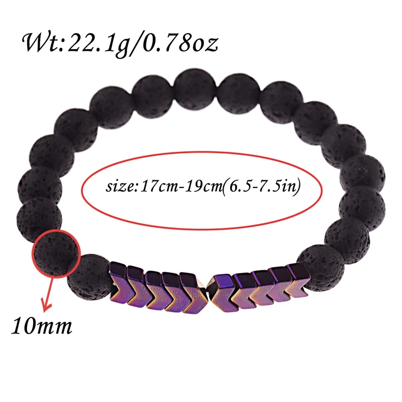Amader камень из вулканической лавы эфирное масло диффузор браслеты браслет Исцеление Баланс йога стрелка бусины браслет для мужчин и женщин AB327 - Окраска металла: Purple(10mm Lava)