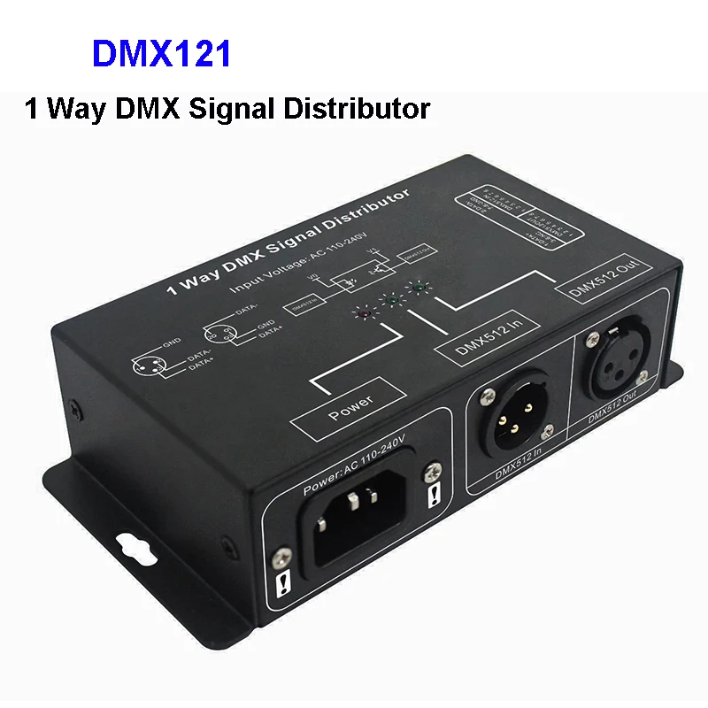 

DMX121 DMX512 LED amplifier Splitter;1CH 1 output port DMX signal distributor AC100V-240V DMX signal repeater