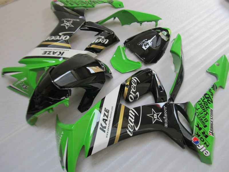 Комплекты мотоциклетных обтекателей для Kawasaki ZX 10R 2008 2009 Зеленый Черный Белый