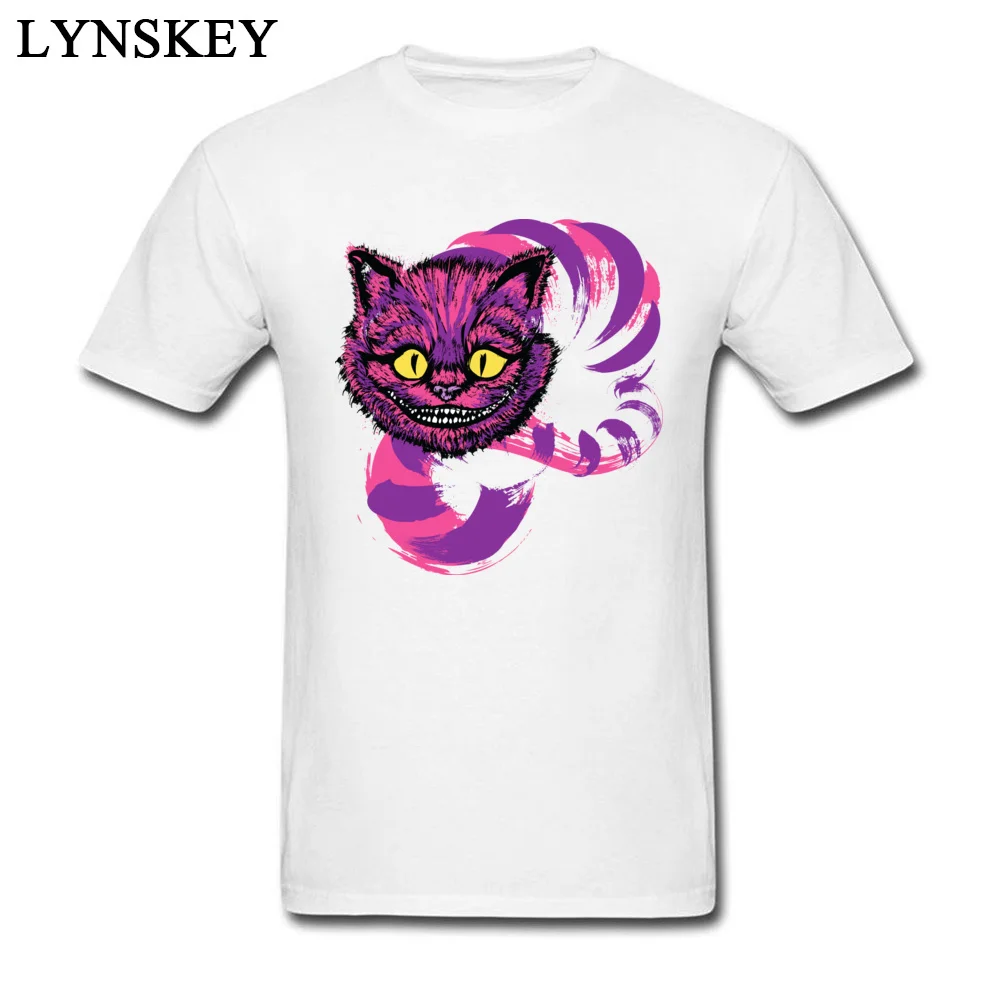 

Grinning Like A Cheshire Cats Men Unique Design Tee Shirt Cotton T-shirt Short Sleeve Tops Funny Cartoon Print