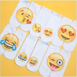 500 пара/лот 3d Emoji печать выражение Для женщин носки смешно низкой короткие носки до щиколотки для Для женщин Для мужчин унисекс