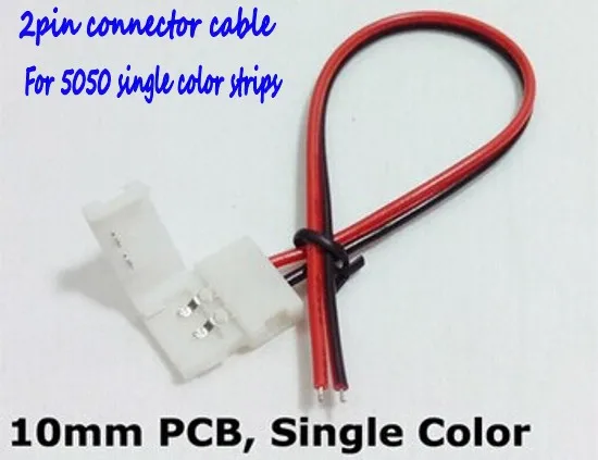 10mm 2 Pin Led Connector With One Clip , 20pcs/lot , Free Shipping ...