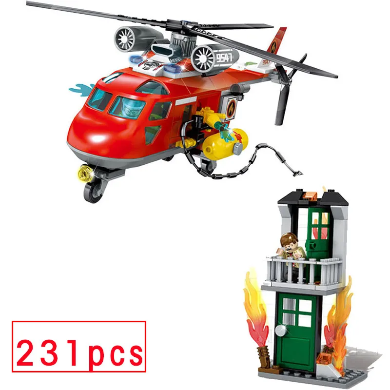 

231pcs New City Rescue Team Fire Response Unit Helicopter Building Blocks Model Bricks Set Compatible Educational Toys